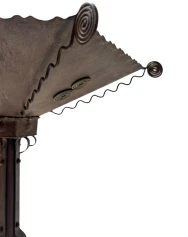 Art Deco Patinated Wrought Iron Floor Lamp, 1930s